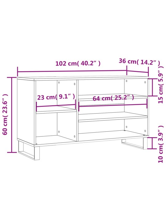 Kenkäkaappi musta 102x36x60 cm tekninen puu