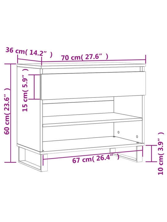 Kenkäkaappi musta 70x36x60 cm tekninen puu