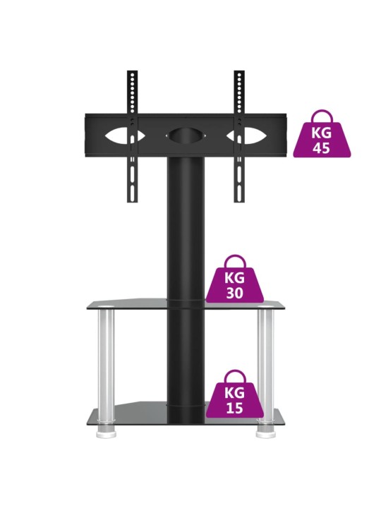 TV-taso kulmaan 2 tasoa 32-70" tv:lle musta ja hopea