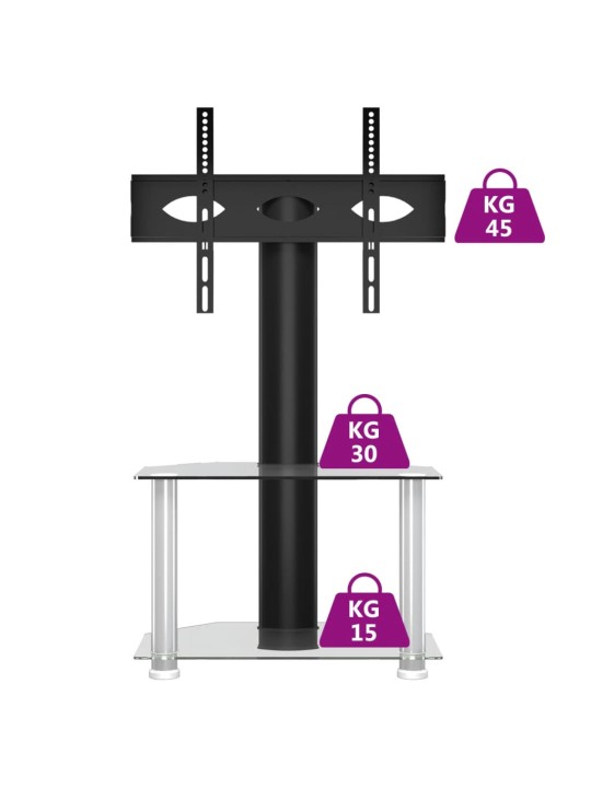 TV-taso kulmaan 2 tasoa 32-70" tv:lle musta ja hopea