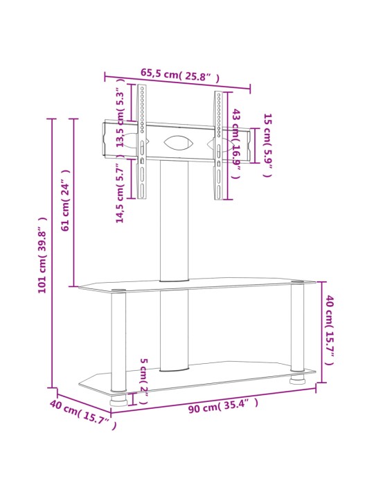 TV-taso kulmaan 2 tasoa 32-70" tv:lle musta
