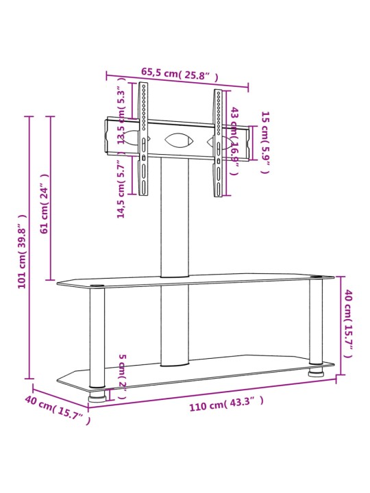 TV-taso kulmaan 2 tasoa 32-70" tv:lle musta