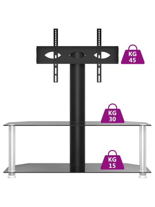TV-taso kulmaan 2 tasoa 32-70" tv:lle musta ja hopea