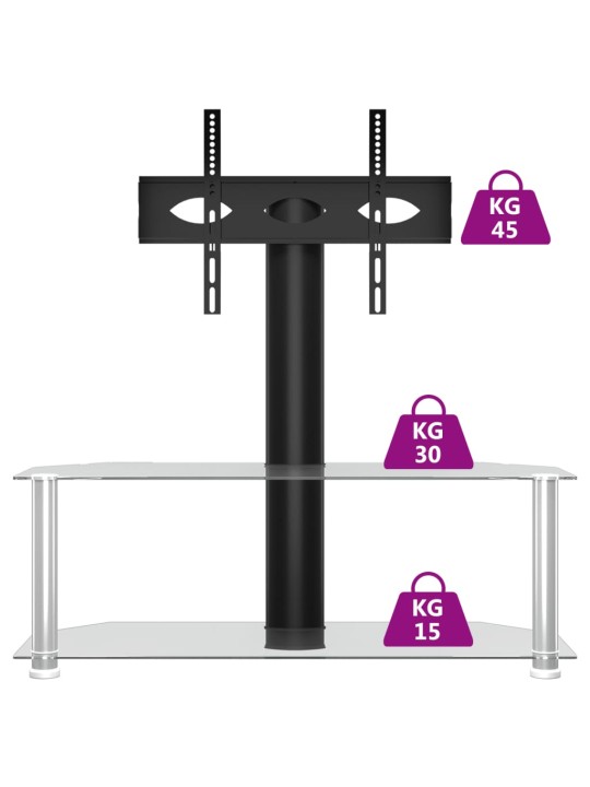 TV-taso kulmaan 2 tasoa 32-70" tv:lle musta ja hopea