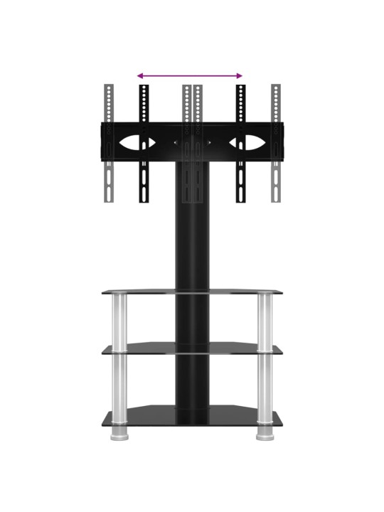 TV-taso kulmaan 3 tasoa 32-70" tv:lle musta ja hopea