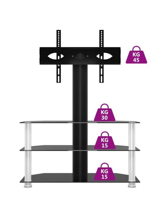 TV-taso kulmaan 3 tasoa 32-70" tv:lle musta ja hopea