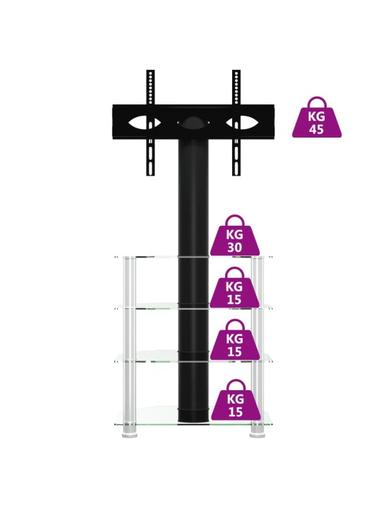 TV-taso kulmaan 4 tasoa 32-70" tv:lle musta ja hopea