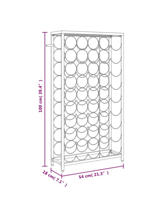 Viinipulloteline 45 pullolle musta 54x18x100 cm takorauta