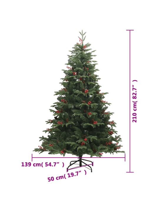 Tekojoulukuusi saranoilla, kävyillä ja marjoilla 210 cm