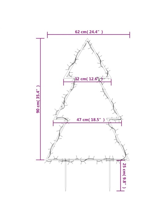 Joulukuusi valokoriste maapiikeillä 115 LED-valoa 90 cm