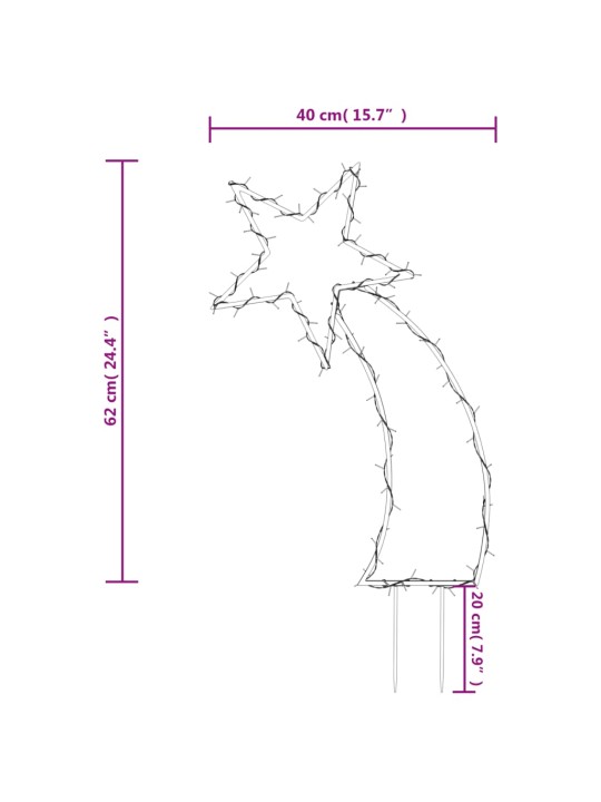 Jouluvalokoriste meteori piikeillä 80 LED-valoa 62 cm