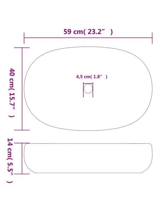 Pesuallas työtasolle monivärinen ovaali 59x40x14 cm keraaminen