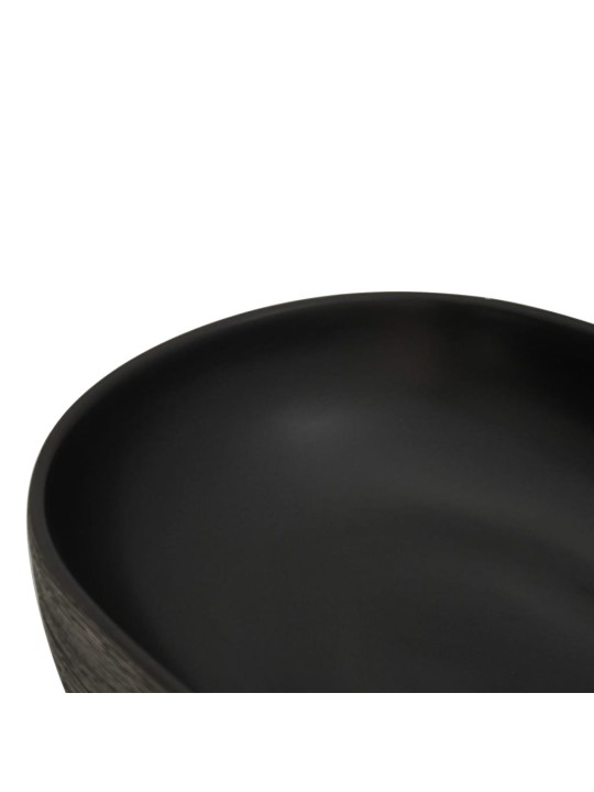 Pesuallas työtasolle harmaa musta ovaali 59x40x14 cm keraaminen