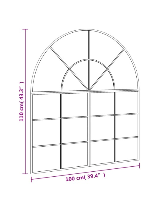 Seinäpeili musta 100x110 cm kaari rauta