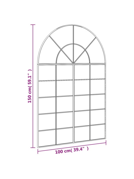 Seinäpeili musta 100x150 cm kaari rauta