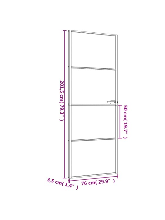 Sisäovi ohut musta 76x201,5 cm karkaistu lasi ja alumiini