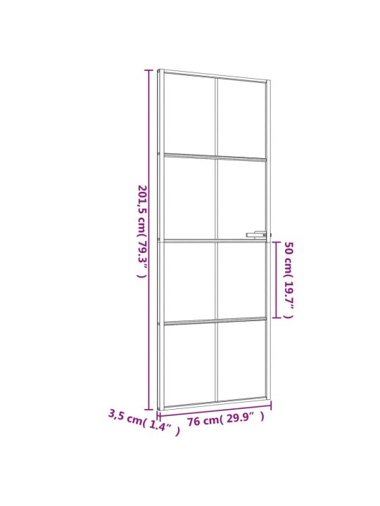 Sisäovi ohut musta 76x201,5 cm karkaistu lasi ja alumiini