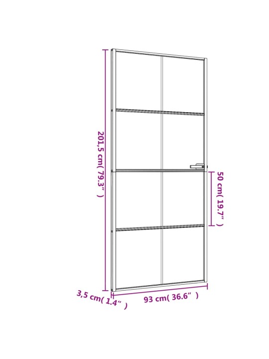 Sisäovi ohut musta 93x201,5 cm karkaistu lasi ja alumiini