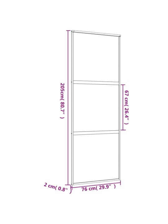 Liukuovi kulta 76x205 cm kirkas ESG-lasi ja alumiini