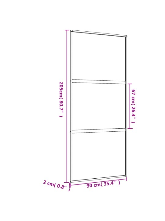 Liukuovi kulta 90x205 cm kirkas ESG-lasi ja alumiini