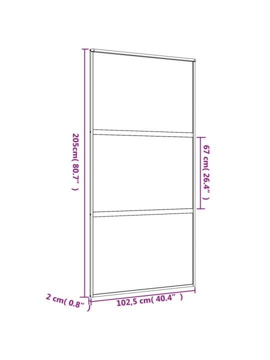 Liukuovi kulta 102,5x205 cm kirkas ESG-lasi ja alumiini