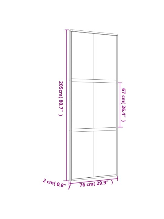 Liukuovi kulta 76x205 cm kirkas ESG-lasi ja alumiini