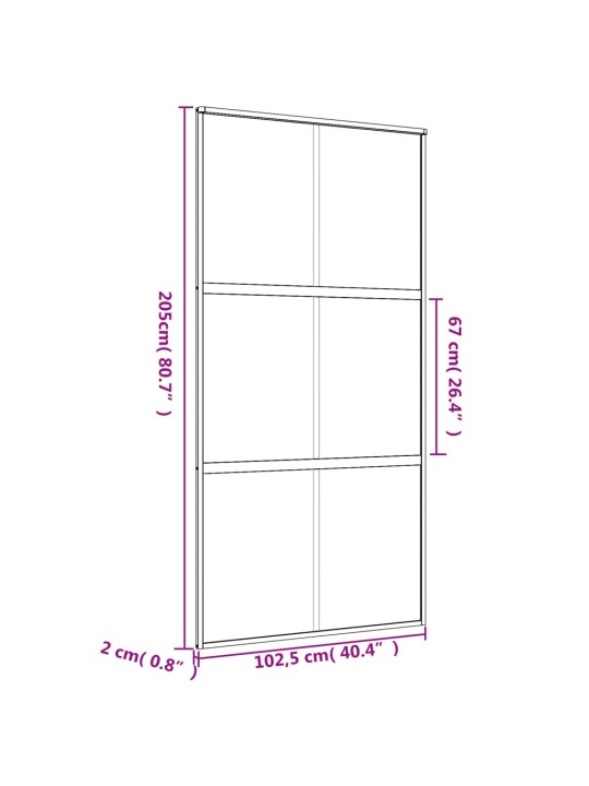 Liukuovi kulta 102,5x205 cm kirkas ESG-lasi ja alumiini