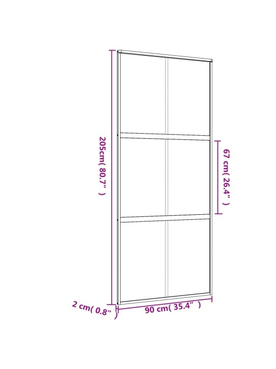 Liukuovi kulta 90x205 cm himmeä ESG-lasi ja alumiini