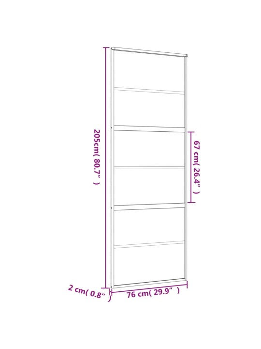 Liukuovi kulta 76x205 cm kirkas ESG-lasi ja alumiini