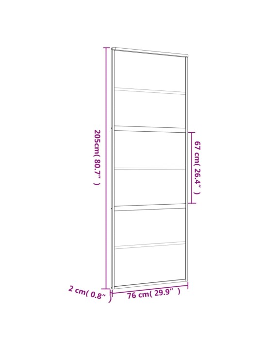 Liukuovi kulta 76x205 cm himmeä ESG-lasi ja alumiini