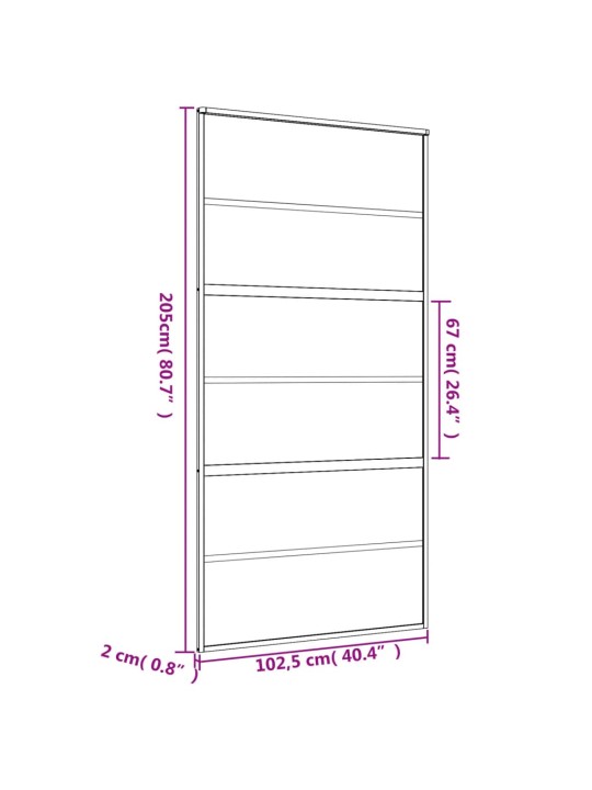 Liukuovi kulta 102,5x205 cm himmeä ESG-lasi ja alumiini