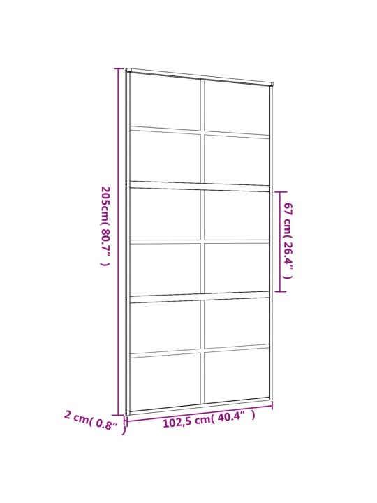 Liukuovi kulta 102,5x205 cm kirkas ESG-lasi ja alumiini