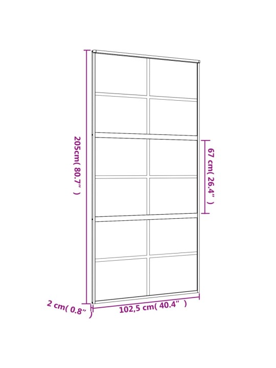 Liukuovi kulta 102,5x205 cm himmeä ESG-lasi ja alumiini