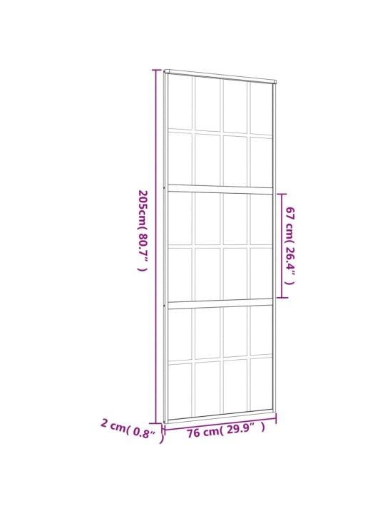 Liukuovi kulta 76x205 cm kirkas ESG-lasi ja alumiini