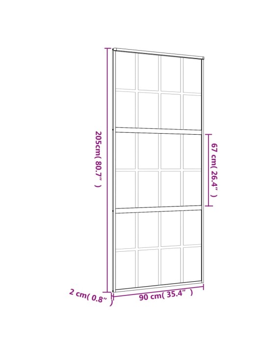 Liukuovi kulta 90x205 cm kirkas ESG-lasi ja alumiini