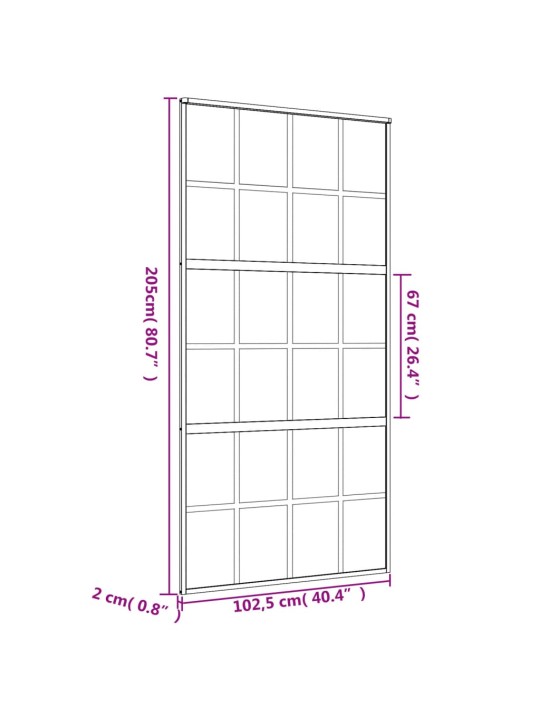 Liukuovi kulta 102,5x205 cm kirkas ESG-lasi ja alumiini