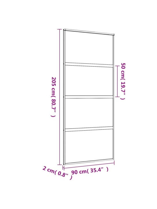 Liukuovi kulta 90x205 cm kirkas ESG-lasi ja alumiini