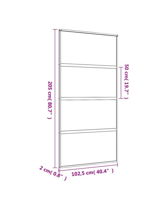 Liukuovi kulta 102,5x205 cm kirkas ESG-lasi ja alumiini