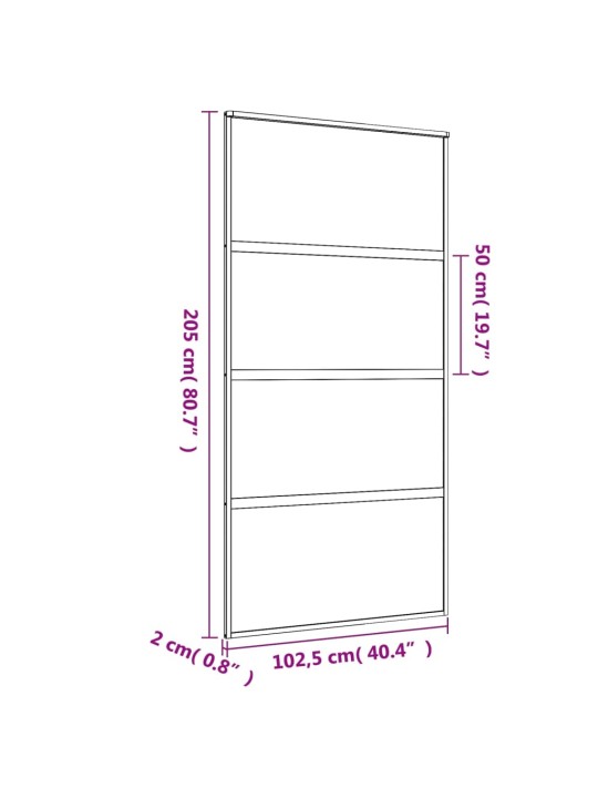 Liukuovi kulta 102,5x205 cm himmeä ESG-lasi ja alumiini