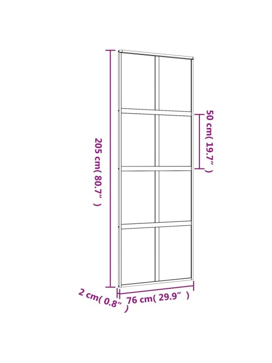 Liukuovi kulta 76x205 cm kirkas ESG-lasi ja alumiini