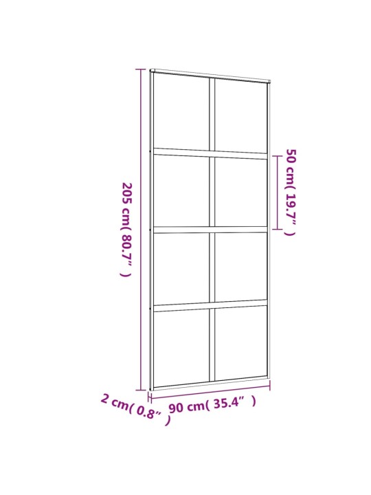 Liukuovi kulta 90x205 cm kirkas ESG-lasi ja alumiini