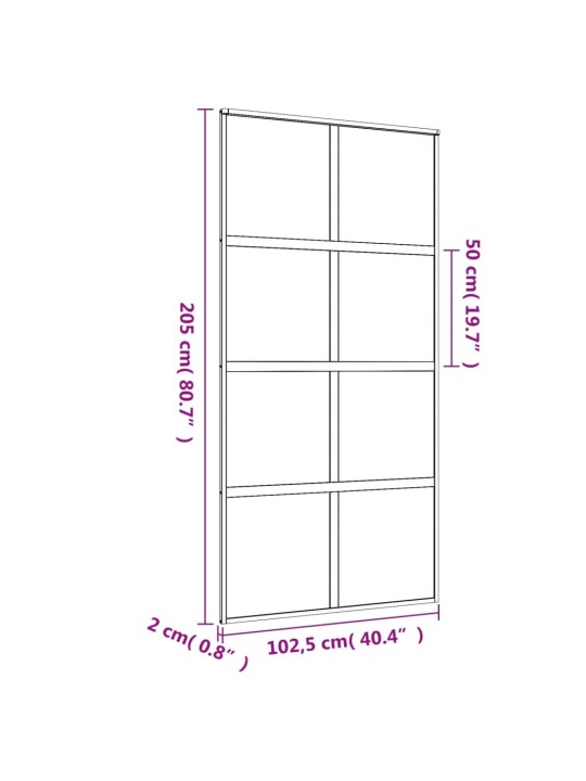 Liukuovi kulta 102,5x205 cm kirkas ESG-lasi ja alumiini