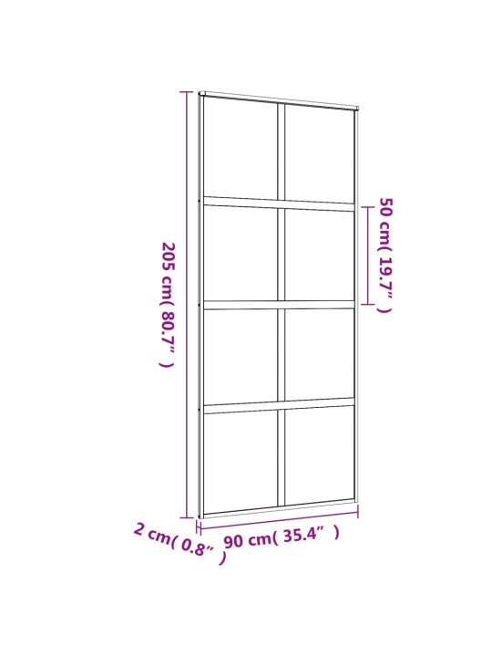 Liukuovi kulta 90x205 cm himmeä ESG-lasi ja alumiini