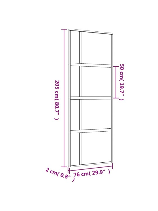 Liukuovi kulta 76x205 cm kirkas ESG-lasi ja alumiini