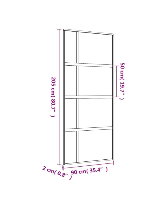 Liukuovi kulta 90x205 cm kirkas ESG-lasi ja alumiini