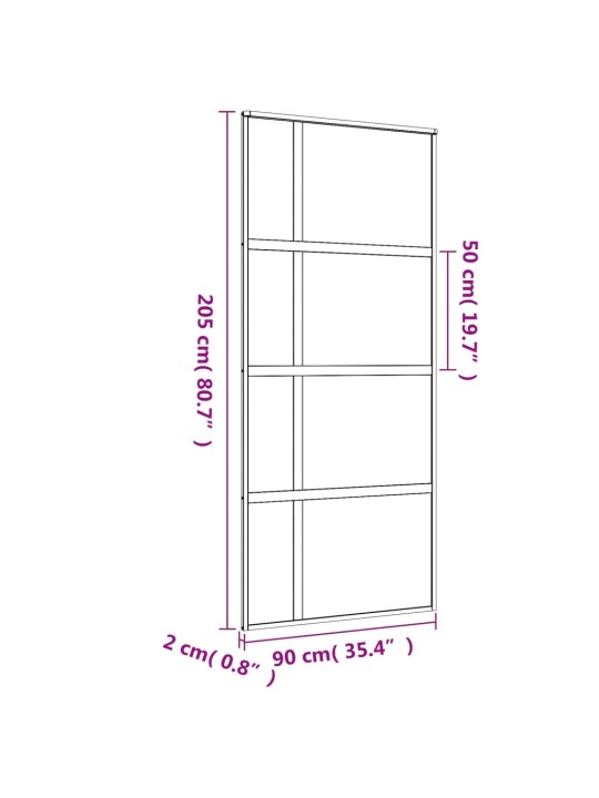 Liukuovi kulta 90x205 cm himmeä ESG-lasi ja alumiini