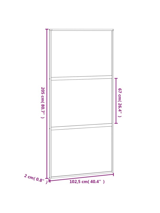 Liukuovi musta 102,5x205 cm karkaistu lasi ja alumiini