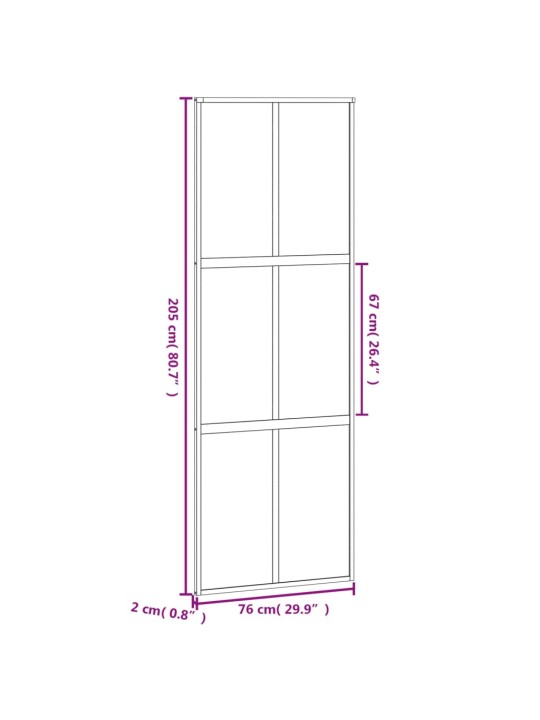 Liukuovi musta 76x205 cm karkaistu lasi ja alumiini