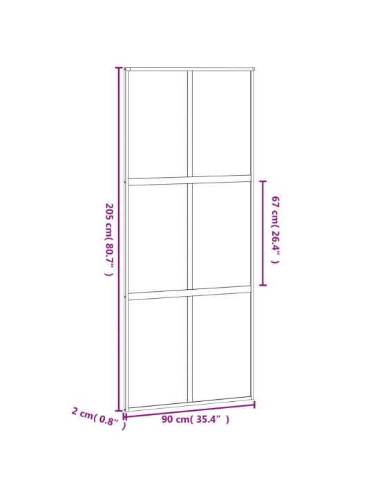 Liukuovi musta 90x205 cm karkaistu lasi ja alumiini