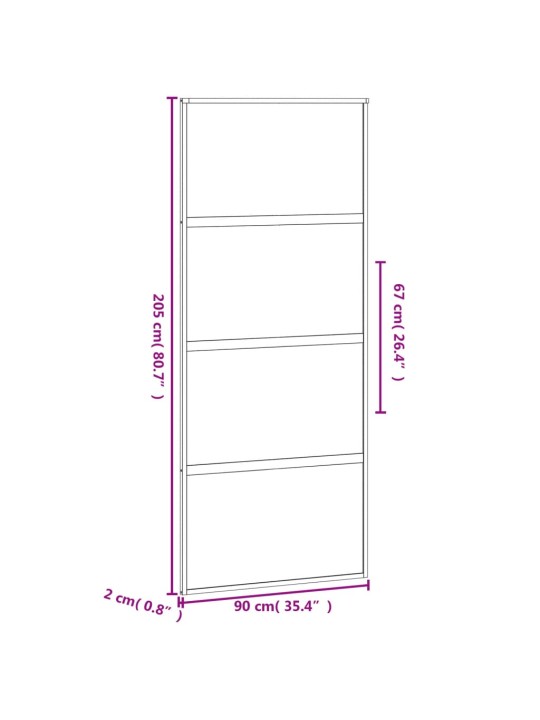 Liukuovi musta 90x205 cm karkaistu lasi ja alumiini